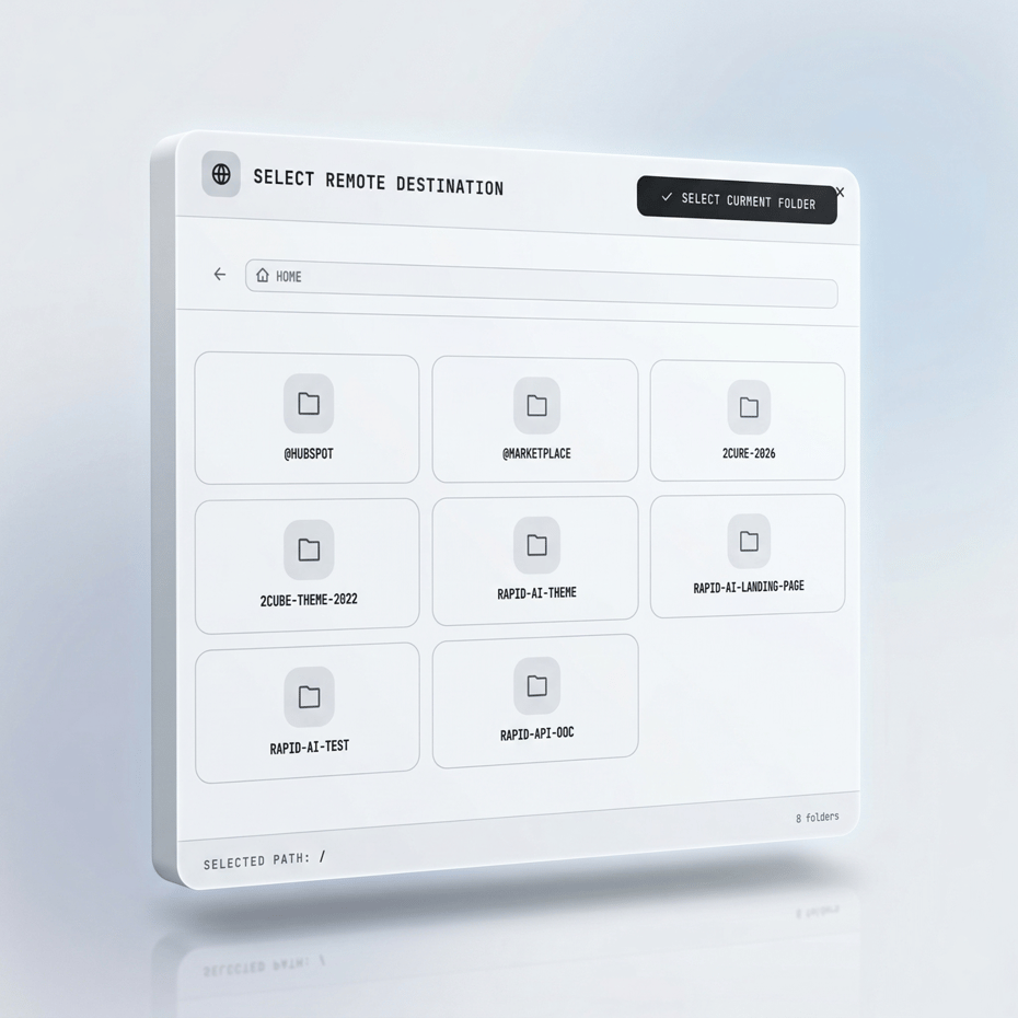 Select destination folder to save HubSpot custom module in portal